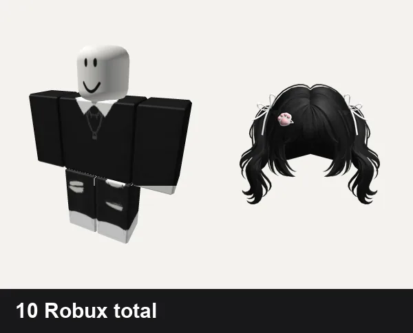 Almost free Aesthetic Roblox outfits: y2k Black Aesthetic, y2k black jeans ripped aesthetic vintage preppy, Preppy Soft White Pigtails