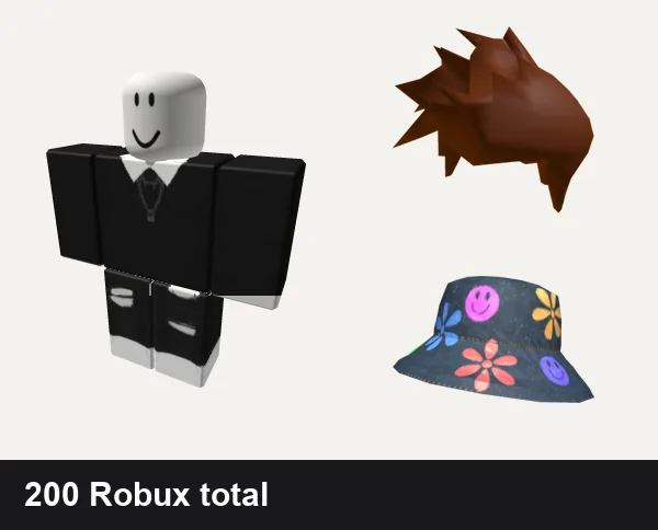Aesthetic Roblox outfit ideas: y2k Black Aesthetic, y2k black jeans ripped aesthetic vintage preppy, Beautiful Brown Hair for Beautiful People, 80s Aesthetic Hat