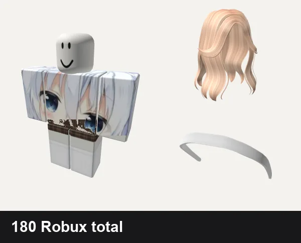 Aesthetic Roblox outfit ideas: Anime Aesthetic Neko Girl Waifus Japanese loli, preppy cottage core vintage plaid dress w socks, Aesthetic Split Bangs Hair in Blonde, White Aesthetic Headband