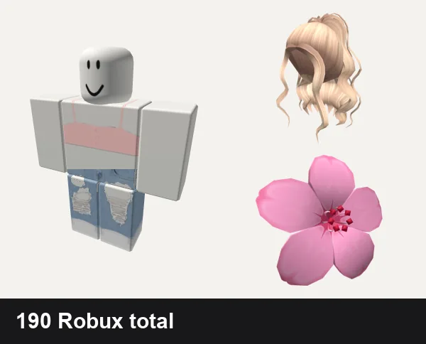 Aesthetic Roblox outfit ideas: ✅ Aesthetic pastel Pink top black white valentines, Cute ripped Jeans Y2k aesthetic vintage girl ok, Blonde Aesthetic Curly High Ponytail, Pink Hair Flower
