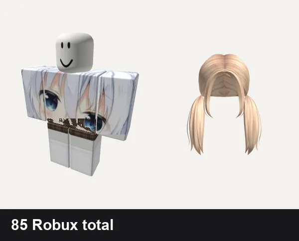 Aesthetic Roblox outfits under 100 Robux: Anime Aesthetic Neko Girl Waifus Japanese loli, preppy cottage core vintage plaid dress w socks, Aesthetic low piggytails in blonde