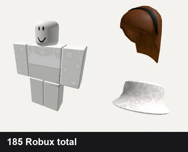 Aesthetic Roblox outfits under 200 Robux: ❄️Cute White Aesthetic Vintage Winter Christmas, cottage core dress white preppy xmas Christmas, Cinnamon Hair, Soft Aesthetic Hat