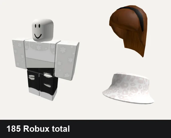 Aesthetic Roblox outfits under 200 Robux: ❄️Cute White Aesthetic Vintage Winter Christmas, y2k black jeans ripped aesthetic vintage preppy, Cinnamon Hair, Soft Aesthetic Hat