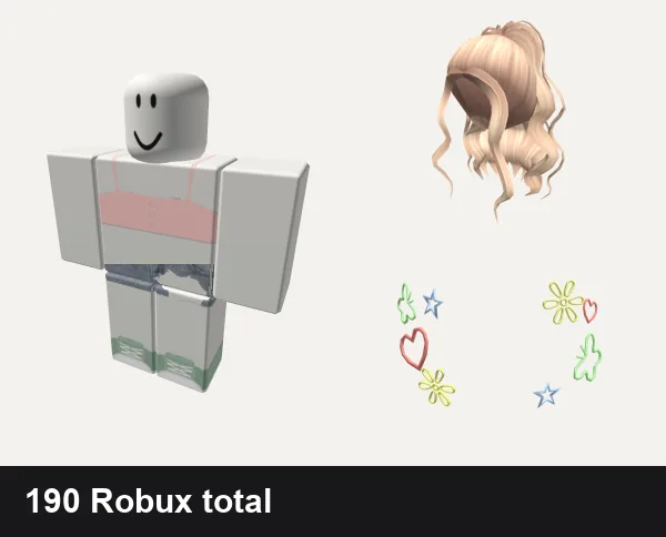 Aesthetic Roblox outfits under 200 Robux: ✅ Aesthetic pastel Pink top black white valentines, christmas y2k cottage core green sage vintage, Blonde Aesthetic Curly High Ponytail, 80s Aesthetic Stickers