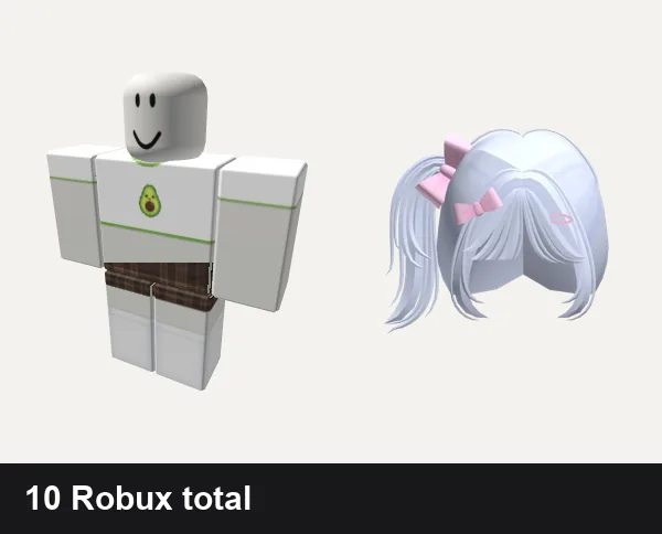 Aesthetic outfit under 50 Robux: 🥑aesthetic avocado🥑, preppy cottage core vintage plaid dress w socks, Cute Soft Blue Side Pigtails Hair Kawai W/ Bow