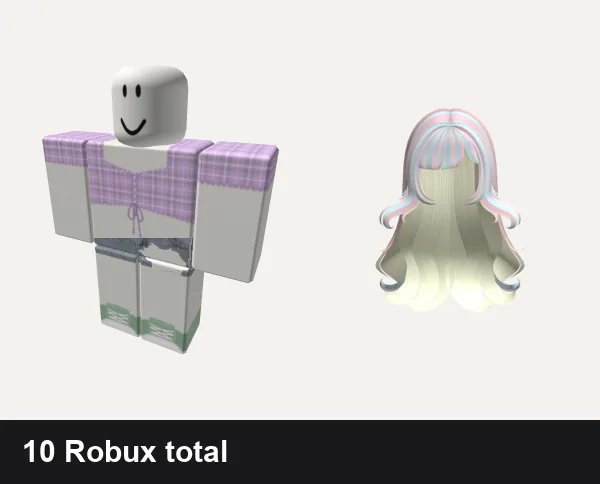 Aesthetic Roblox outfits under 50 Robux: Aesthetic purple blouse, christmas y2k cottage core green sage vintage, ā”Long pastel y2k hair