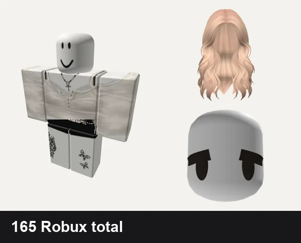 Baddie Roblox outfit ideas: white necklace buttoned shirt female baddie y2k, baddie y2k black dh shorts emo aesthetic tattoo, Lush Wavy Hair (Blonde), ⊱┊soft cute eyelash face