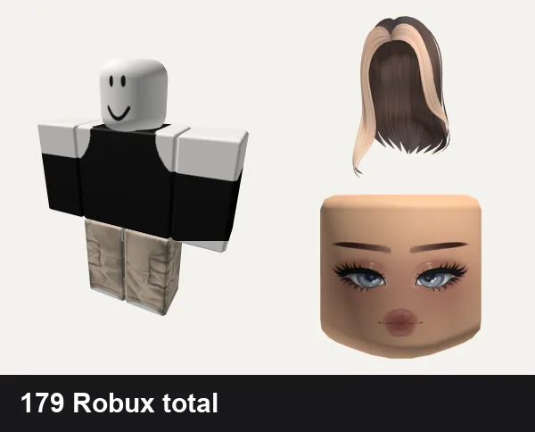 Baddie outfit under 200 Robux: Black Bodysuit Turtle Neck Wedgie Baddie Thigh Sho, baddie, Popular Girl Blonde & Brown Hair, Mean Girl Cute Mask Light Brown