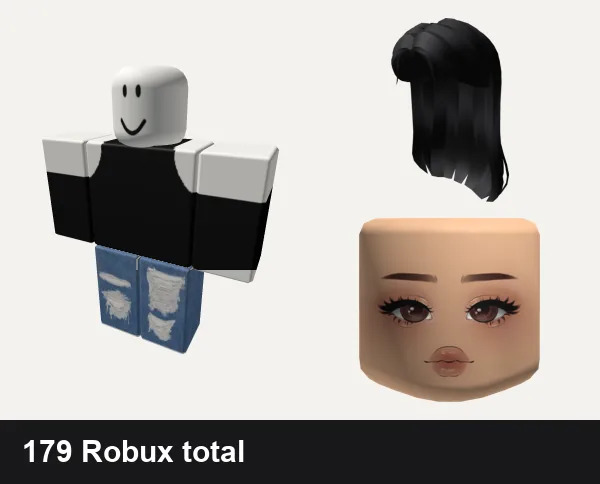 Baddie outfit under 200 Robux: Black Bodysuit Turtle Neck Wedgie Baddie Thigh Sho, rogangster cyber y2k ok baddie gyaru drain, Popstar Hair, Popular Girl Cute Mask Light Brown