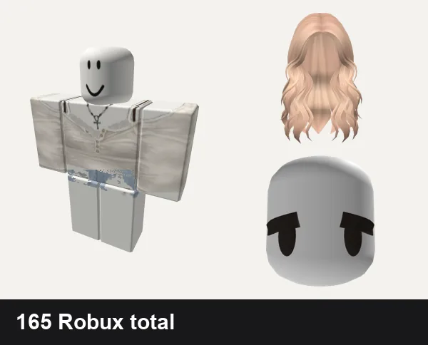 Baddie Roblox outfits under 200 Robux: white necklace buttoned shirt female baddie y2k, jean shorts baddie rogangster cnp ext y2k trendy, Lush Wavy Hair (Blonde), ⊱┊soft cute eyelash face
