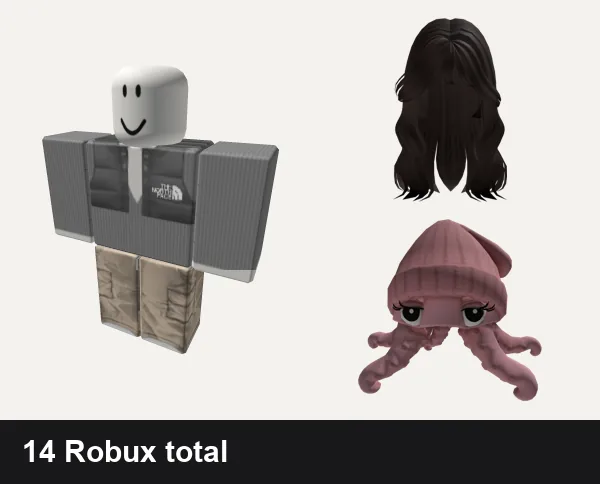 Baddie outfit under 50 Robux: grey northface chav roadman baddie romper bodysuit, baddie, Baddie hair brown, Pink Octo Baddie 💅  |  Code: POB
