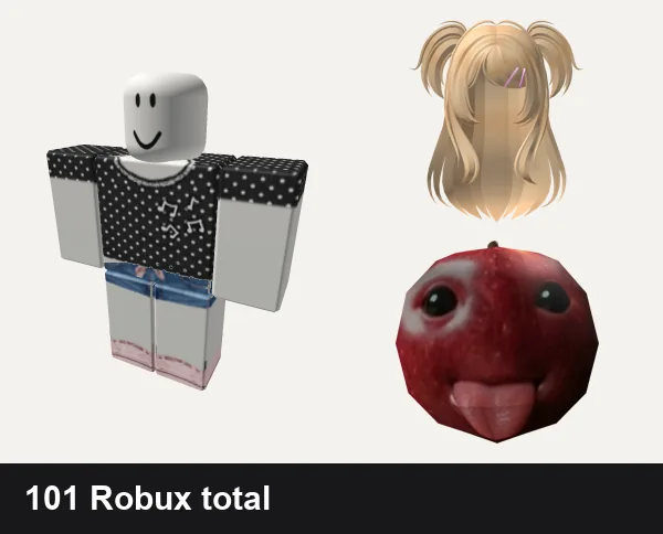 Cute Roblox outfit ideas: cute polkadot matching dahood music notes aw, 💗 Pink! Trendy Girls Cute Casual Outfit, ❤️ FREE CODE: S014 ❤️ | Cute Blonde hair W/pigtail, Silly Cute Niche Apple AI Fruit Head Mask