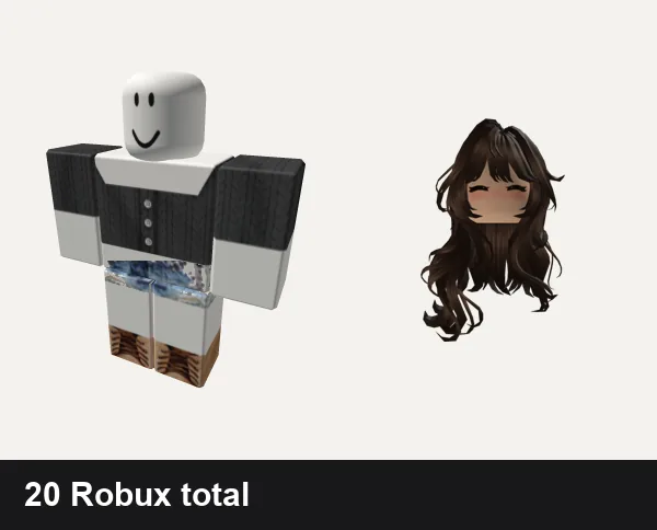 Cute Roblox outfits under 100 Robux: 🍀Cute Button Crop Top - Black, ❀ Cute Weekend Girls Mall Outfit ❀, Cute Long Wavy Brown Hair With Blush 3.0