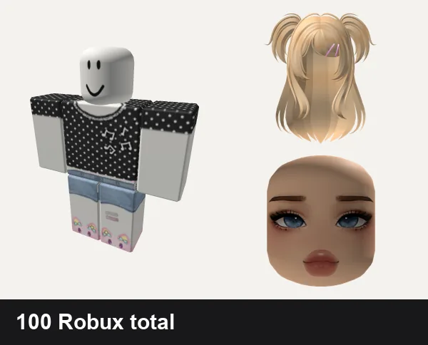Cute Roblox outfits under 100 Robux: cute polkadot matching dahood music notes aw, ༺ Cute ♡ Cutecore ♡ Core ༻, ❤️ FREE CODE: S014 ❤️ | Cute Blonde hair W/pigtail, Cold Blushy Cute Girl