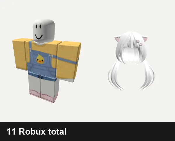 Cute Roblox outfits under 100 Robux: 🐣Cute easter chick overalls🐣 eatser chicken, 💗 Pink! Trendy Girls Cute Casual Outfit, ノ꒰ (FREE UGC) Kitty pigtails white w/ cute clip♡