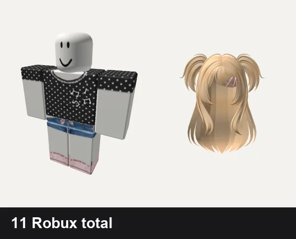 Cute outfit under 50 Robux: cute polkadot matching dahood music notes aw, 💗 Pink! Trendy Girls Cute Casual Outfit, ❤️ FREE CODE: S014 ❤️ | Cute Blonde hair W/pigtail