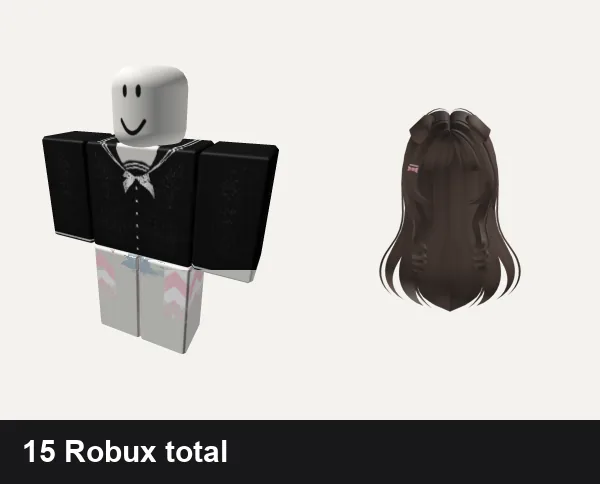 Cute Roblox outfits under 50 Robux: cute black n white kawaii uniform cutesy school, 💛 Cute Girls Outfit Stripey Vibes ⏫, Brown Cute Puppy Ear Hair (Free)
