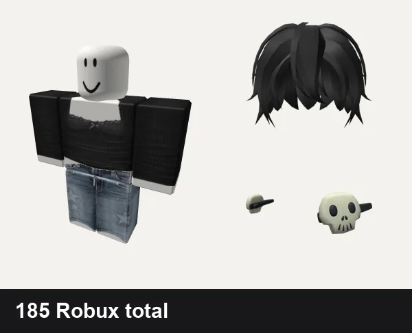 Emo Roblox outfit ideas: Emo, y2k white star da hood jeans outfit vkei, Black Anime Hair, Halloween Skull Hair Clips White