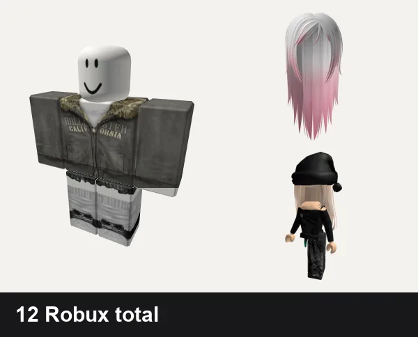 Emo Roblox outfit ideas: 2000 y2k winter emo, y2k graveyard outfit grey silver star vkei, Long Wispy Emo Hair in Blushed Rose, [Free] Emo Girl Avatar Bundle Shoulder