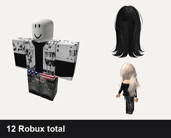Emo Roblox outfits under 100 Robux: Emo Goth Graffiti Black and White, y2k america USA emo, Emo Hair, FREE UGC Emo Girl Avatar Shoulder