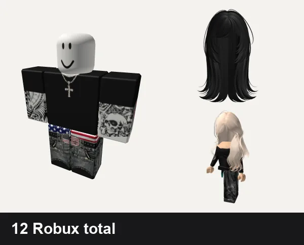 Emo Roblox outfits under 100 Robux: Black emo shirt with chains and tattoos, y2k america USA emo, Emo Hair, FREE UGC Emo Girl Avatar Shoulder