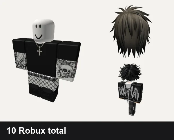Emo Roblox outfits under 200 Robux: Black emo shirt with chains and tattoos, ✅ black y2k cross cyber tank top dahood emo shorts, Emo Boy Hair, Emo Boy Avatar