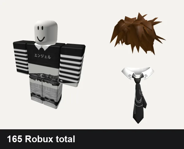 Emo Roblox outfits under 200 Robux: ✅ black y2k cross cyber tank da hood emo stripe, y2k graveyard outfit grey silver star vkei, Brown Scene Hair, Emo Collar  + Chained Tie 3.0