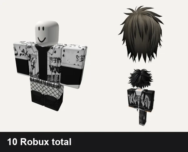 Emo Roblox outfits under 200 Robux: Emo Goth Graffiti Black and White, ✅ black y2k cross cyber tank top dahood emo shorts, Emo Boy Hair, Emo Boy Avatar