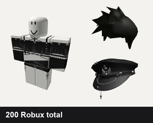 Goth Roblox outfit ideas: Black Goth Top, Black Silk Mini Dress necklace jeans y2k goth, Beautiful Hair for Beautiful People, Black Goth Captain Hat