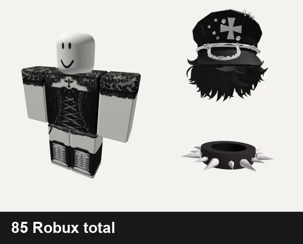 Goth Roblox outfits under 100 Robux: Goth, [ORIG] skirt + convers boots envy y2k vamp emo, [Limited] Goth Boy Hair, Black Spiky Goth Necklace (3.0)