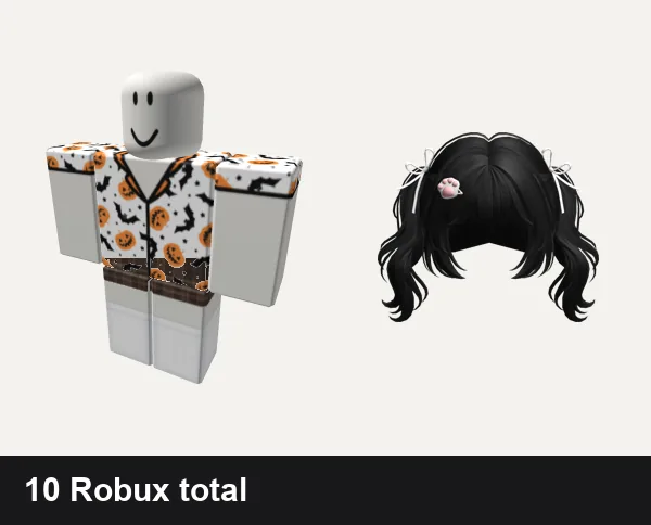 Almost free Preppy Roblox outfits: ★🦇°⭑preppy halloween pjs, preppy cottage core vintage plaid dress w socks, Preppy Soft White Pigtails