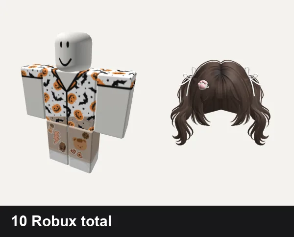 Almost free Preppy Roblox outfits: ★🦇°⭑preppy halloween pjs, Preppy Brown Bear Set Argyle Denim Pants, Preppy Soft Brown Pigtails