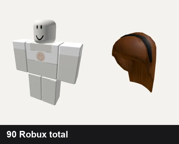 Preppy Roblox outfits under 100 Robux: white and pink smiley preppy top!, preppy white silk skirt boho, Cinnamon Hair