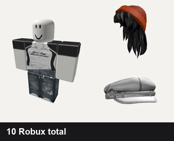 Almost free Streetwear Roblox outfits: 𝕮𝕲 🤍 y2k white harley racer punk cyber crop top, y2k grunge swag punk cyber streetwear vamp emo ok, Orange Beanie with Black Hair, White Grunge Beret Y2K