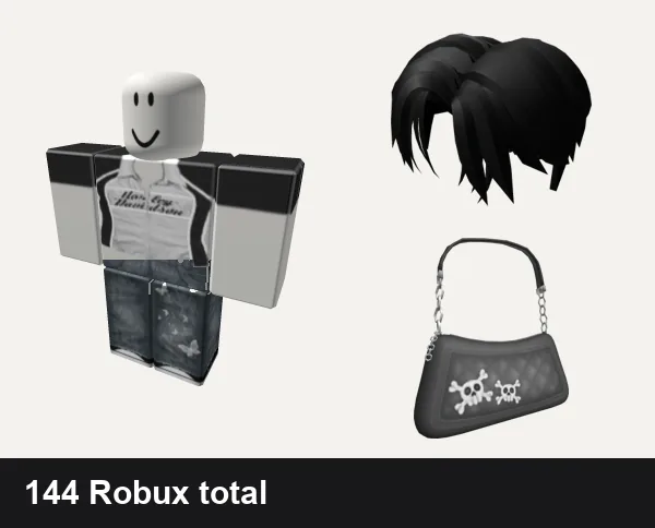 Streetwear Roblox outfit ideas: 𝕮𝕲 🤍 y2k white harley racer punk cyber crop top, y2k grunge swag punk cyber streetwear vamp emo ok, Cool Boy Hair, Y2K Grunge Black Shoulder Bag