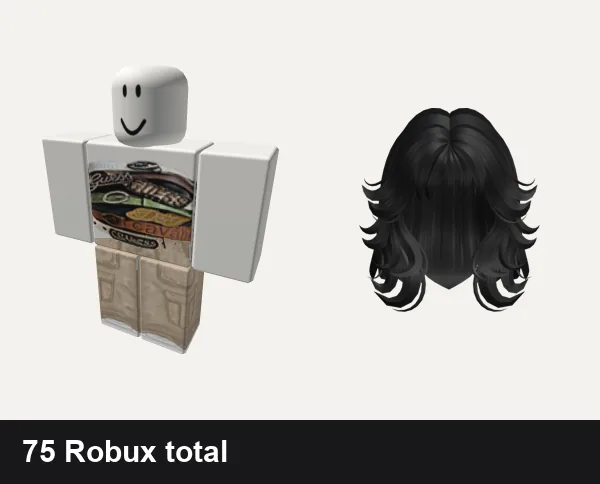 Streetwear Roblox outfits under 100 Robux: belt stack y2k streetwear top, beige emo khaki grunge y2k goth emo extreme boy, Grunge wolf hair Black