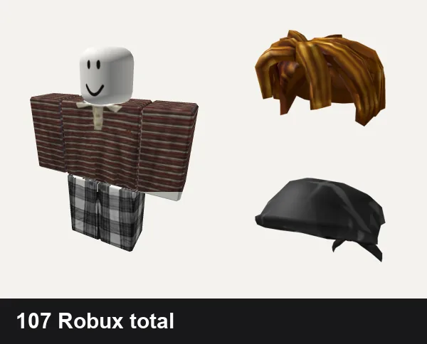 Streetwear outfit under 200 Robux: Streetwear, grey pjs plaid emo y2k vamp grunge goth dh cyber, Pal Hair, Hair Bandana (Splinter Camo)