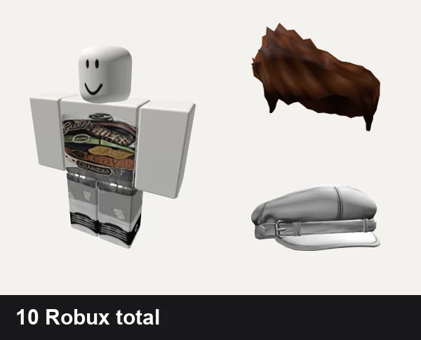 Streetwear Roblox outfits under 200 Robux: belt stack y2k streetwear top, y2k grunge ludic punk cyber streetwear vamp emo ok, Brown Charmer Hair, White Grunge Beret Y2K