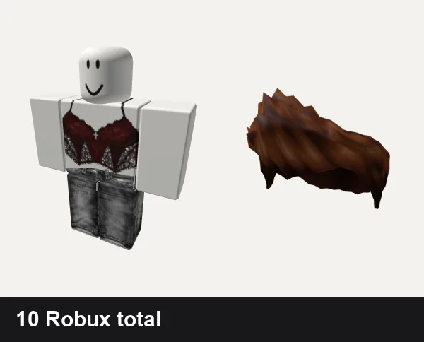 Streetwear Roblox outfits under 50 Robux: Cute red and black grunge girl classic shirt, vamp emo cyber y2k streetwear grim rock evade vkei, Brown Charmer Hair
