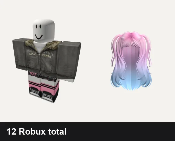 Almost free Y2K Roblox outfits: 2000 y2k winter emo, Black and pink Y2K pretty gothic vamp skirt, Y2K Wavy Pigtails Pink to Blue