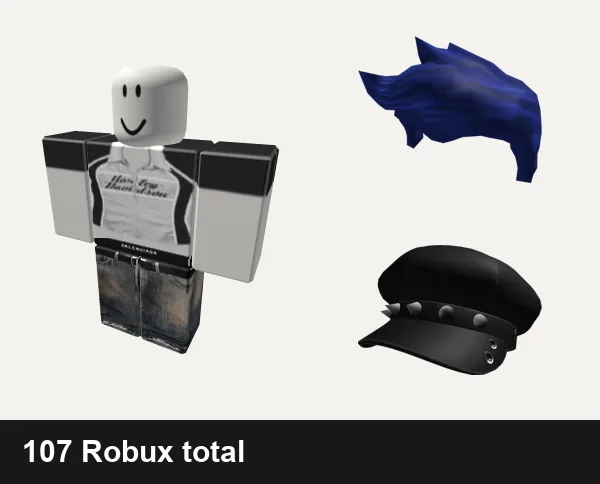 Y2K Roblox outfit ideas: 𝕮𝕲 🤍 y2k white harley racer punk cyber crop top, y2k Balenciaga, True Blue Hair, y2k Black Spikey Beret cap