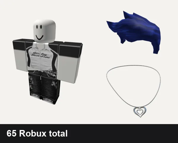 Y2K outfit under 100 Robux: 𝕮𝕲 🤍 y2k white harley racer punk cyber crop top, black y2k cyber star jeans dahood cross rot envy, True Blue Hair, Y2K Heart Necklace