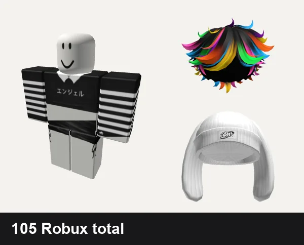 Y2K Roblox outfits under 200 Robux: ✅ black y2k cross cyber tank da hood emo stripe, Black Silk Mini Dress necklace jeans y2k goth, Catalog Avatar Creator: Messy Y2K Summer Boy Hair, Y2K White Knitted Rabbit Beanie